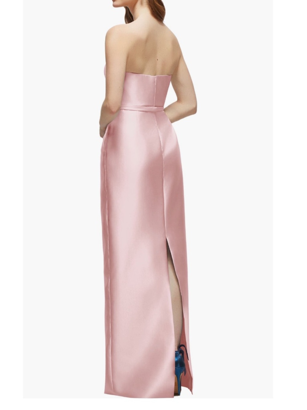 Alfred Sung Strapless Bow Belt Satin Twill Column Gown Dress Size 2R - Picture 2 of 10